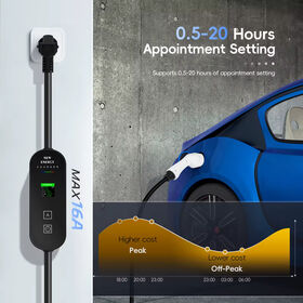 Tragbares EV-Ladegerät Typ 2 Ladekabel 16A 5M 3.68KW EV-Ladekabel Einstellbares Ladegerät für Elektroautos mit Bildschirm