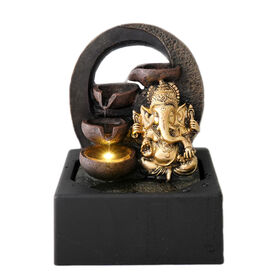Promotion gift religious hindu elephant god ganesh statue indoor fountain with LED pump for home office decor