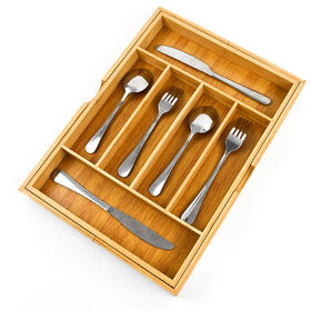 Organisateur de tiroir pour accessoires de cuisine Legend, rangement pour ustensiles de tiroir, organisateur de tiroir extensible en bambou pour cuisine