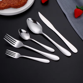 Cutlery Set Stainless Steel Mirror Polish Full Dinnerware Set Knife Spoon and Fork Set Logo Customized Home Restaurant 5pcs