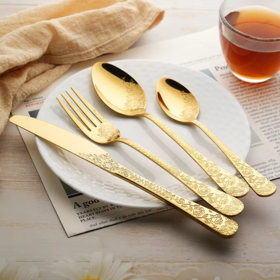 Wholesale Modern Stainless Steel Cutlery Set Flatware Stainless Steel Flatware Royal Luxury Classic 24 Piece Gold Cutlery Set