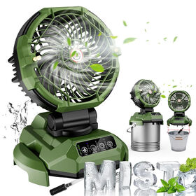Ventilador Portátil de Camping con Nebulizador 24000mAh, USB Recargable, Ventilador de Mesa a Batería para Enfriamiento de Suelo Exterior (Verde)