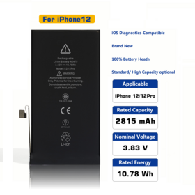 Batterie OEM Pure Cobalt avec Diagnostic de Santé iOS et Batterie Supplémentaire Premium pour la Réparation d'iPhone 12 Pro, Remplacement de Batterie de Téléphone Apple