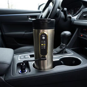 12V Car Kettle, Stainless Steel Electric Heating Water Cup Portable Travel Kettle for Auto Vehicle Truck Use
