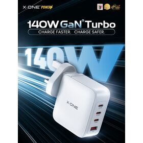 Cargador GaN Turbo X.One de 140W con 4 Puertos de Carga Rápida PD Tipo C para Adaptador de Teléfono Móvil con Enchufe US/EU/UK