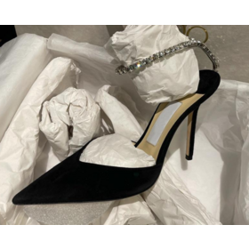 Spring/Summer 2025 Rhinestone chain sandals Banquet pointed-toe thin heels Hollow high heels women