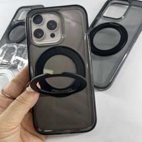 Bestseller: Transparente Handyhülle für iPhone 16 mit magnetischem, drehbarem Ständer, Kamerasteuerungssensor und Metallknöpfen