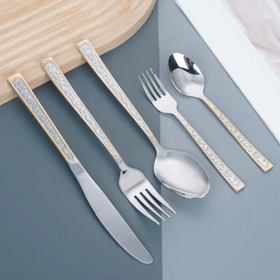 Hochzeits-Bestseller im orientalischen Stil, Edelstahl-Besteckset, Messer, Gabel, Löffel, westliches Tischgeschirr für Haushalt und Restaurant