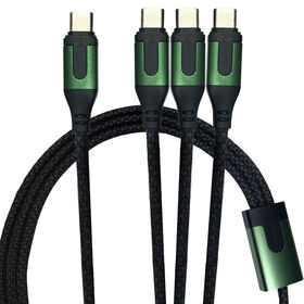 100W one to three braided data cable, supporting simultaneous charging of three TYPE C phones