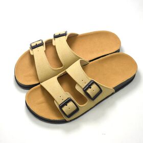 Sandales plates d'été unisexe de haute qualité avec semelle en liège et double boucle pour hommes et femmes