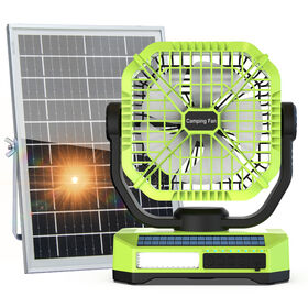 8000mAh Battery Powered Camping Fan Rechargeable Oscillating Floor Fan with Solar Panel Outdoor Portable Tent Solar Fan