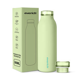 Botella de agua al vacío de acero inoxidable 304, 500 ml, con aislamiento de doble pared, retención de frío de 24 horas y pulido electrolítico para mayor higiene. Ideal para mayoristas y distribuidores.