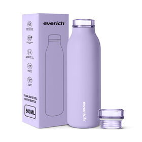 زجاجة سيارة بسعة 500 مل مصنوعة من الفولاذ المقاوم للصدأ 304 بجدار مزدوج معزول بتفريغ الهواء، تحافظ على البرودة لمدة 24 ساعة، ومطلية بطبقة مقاومة لبصمات الأصابع