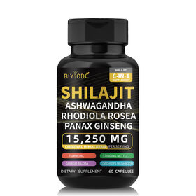 100% Natural Custom Label Formula Shilajit Extract PowderGold Capsule with Ashwagandha Ginseng Healthcare Vitamin 8 in 1 Energy