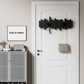 Rak Mantel Kayu Hitam Gaya Piano untuk Mantel dan Topi - Kait Dinding untuk Rak Pakaian - Rak Kait Dinding untuk Pintu Masuk