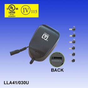 Adaptateur secteur AC/DC enfichable avec charge maximale de 300mA, homologation UL/Energy Star IV, avec faible bruit d'ondulation