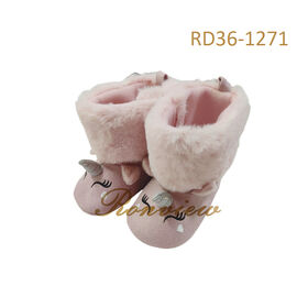 Botas de invierno para bebé de proveedor, corte alto, forro de piel, suela de TPR antideslizante, tallas 11-14 cm para bebés de 0 a 24 meses.