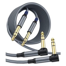 Câble pour Guitare Électrique 6,35 mm, 1/4 Pouce Droit vers Angle Droit - Câble d'Instrument Professionnel pour Guitare Électrique et Amplificateur