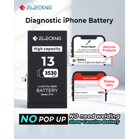 Batterie de diagnostic d'usine de haute qualité et pleine capacité pour iPhone 12, 13, 14 avec 100% de santé de la batterie sous iOS26