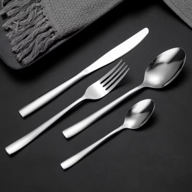 Smooth Easy Cleaning Flatware Restaurant Silverware Spoon and Fork Set Stainless Steel Silver Cutlery