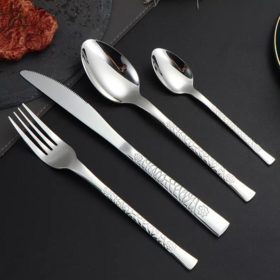 Juego de Cubiertos de Lujo en Acero Inoxidable para Hoteles, Restaurantes, Cuchillo para Carne Occidental, Cuchara de Postre, Tenedor para Comedor y Catering
