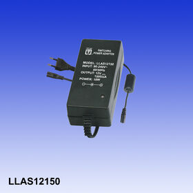 Adaptateur secteur à découpage de bureau à sortie simple tension, disponible avec n'importe quelle prise CC, optimisé pour une faible consommation d'énergie en veille.