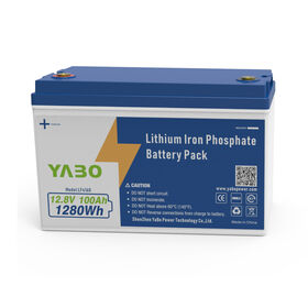 YABO Hot Selling Wholesale 12 Volt Lithium Ion Batterie 12.8V 100Ah Back up Home Battery Storage System Battery Power