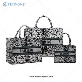 2026 New Design Eco Leather Handle Customized Printed Large Cotton Canvas Tote Bag With Inner Lamination