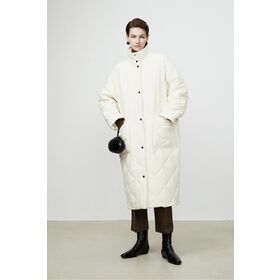 Design Custom Women's Winter Jackets Stand Collar Long Straight Fit Corduroy Puff Down Jacket for Woman