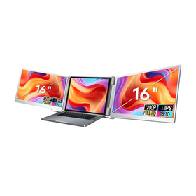 Écrans IPS ETEK 2*16" 16:10 avec résolution 1920x1200 et support HDR. Les écrans peuvent pivoter indépendamment et prennent en charge 12 langues. Solution d'affichage professionnelle pour entreprises.