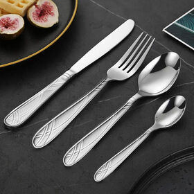 Ensemble Moderne de Couteau à Steak, Fourchette et Cuillère en Acier Inoxydable pour Mariages, Fêtes, Hôtels Élégants et Restaurants - Couverts pour Dîner