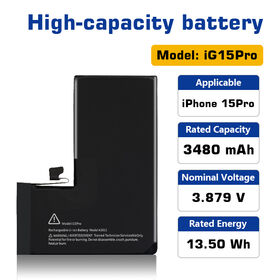 Batterie de remplacement haute capacité pour iPhone 15, cellules de cobalt pur de qualité, prix d'usine OEM pour réparation