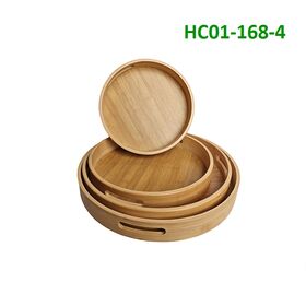 High-Density Bamboo Customizable Handle Tray Natural Bamboo Tray Set Customizable Packaging for Restauran