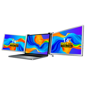 ETEK deux écrans IPS 16:10 de 14 pouces à vision intégrale avec une résolution de 1920*1200, Mini HDMI + deux interfaces Type-C, prenant en charge HDR.
