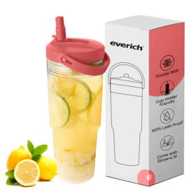 Botella de agua Tritan transparente y ligera de 950 ml con asa resistente y pajita para uso diario, escuela, oficina y gimnasio, directamente del fabricante