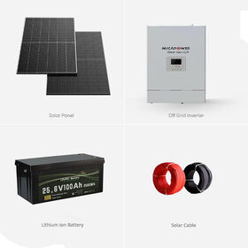 Batterie LiFePO4 Rechargeable 25.6V 100Ah de l'usine, Batterie 24V, Système de stockage d'énergie 3kWh 5kWh avec onduleur pour camping-car/système solaire domestique