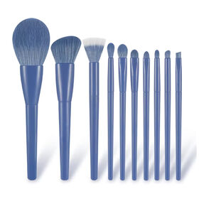 New Customize Blue Makeup Brush Set 10PCS Private Label Vegan Hair Face Eye Cosmetics Beauty Tools