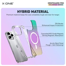 X-ONE Holographic IP 15 Case | 20FT SGS-Certified | Gradient Iridescent Shockproof | Magnetic Anti-Yellowing | TPU+PC Hybrid