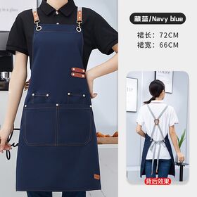 Durable Striped Cotton Canvas Cooking Apron Unisex Sleeveless with Stain Resistant Finish and Extra Long Ties