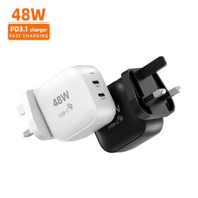 48W Dual USB-C Ports PD 3.0 Fast Charger 45W Max Output for Universal Quick Charging of Smartphones Tablets and Laptops