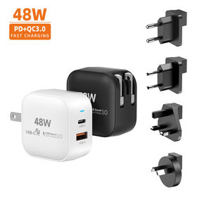 Adaptateur Secteur 48W A+C USB-C USB-A, Matériau GaN, Fonctions Intelligentes, Charge Simultanée Haute Vitesse, Commodité Multi-Appareils