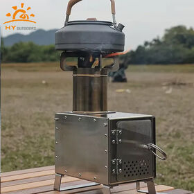 Estufa de leña portátil para exteriores, mini, de escritorio, para calentar tiendas de campaña, preparar té, barbacoa, cocinar, combustible de carbón, plegable