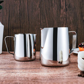 600ml Stainless Steel Milk Frothing Pitcher | Pointed Spout For Latte Art, Barista Use (Orange)