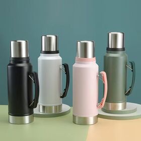 1000/1400ml Vacuum Flasks Insulated Water Bottle Thermos Coffee Tea Mug With Folding Handle Powder Coated Custom Tumbler