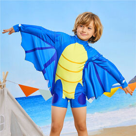 Trajes de Baño Personalizados para Niños con Estampados de Dibujos Animados, Ropa de Playa Infantil, Trajes de Baño de Una Pieza con Manga Murciélago para Niños