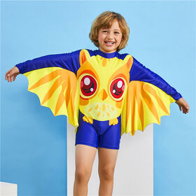 Maillots de Bain Personnalisés pour Enfants avec Imprimés de Dessins Animés, Vêtements de Plage pour Enfants, Maillots de Bain Une Pièce à Manches Chauve-Souris en Nylon Spandex pour Garçons