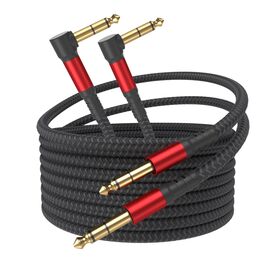 Cable de Guitarra con Conectores Jack de 6.35mm (1/4") Balanceado Estéreo, Ángulo Recto, Bañado en Oro
