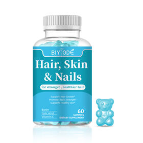 Biyoder Hair Skin Nails Bear Gummies Vitamins and Supplement Improve hair strength nail growth and healthy looking skin