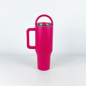 Leak-Proof 20oz 30oz 40oz Insulated Stainless Steel Travel Tumbler with Handle Foldable Straw Lid