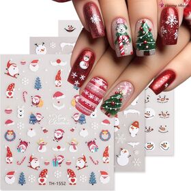 Wholesale New Christmas Nail Art Stickers With Snowman Cats Christmas Tree Gift Nail Decor